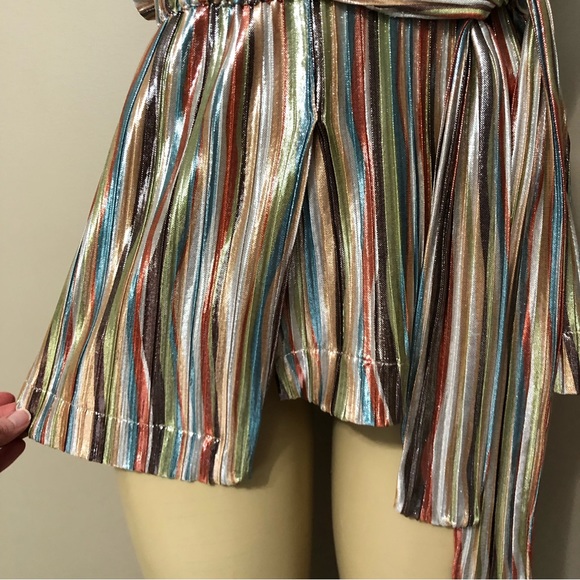 Eva Franco Clinquant Shimmer Striped Multicolor Sleeveless Top Women’s Size M - Picture 2 of 10